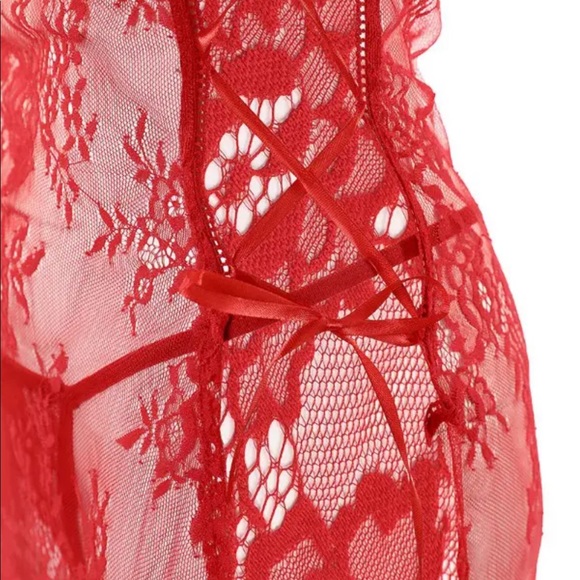 Lace up babydoll with thong - Picture 6 of 7